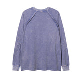 Men Long Sleeve T Shirt Old Washing Water Paste Cloth Embroidery Five-Pointed Star